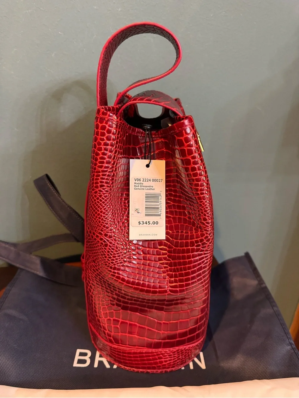 NWT Brahmin Maddie Red Glisandro Sling Bag backpack